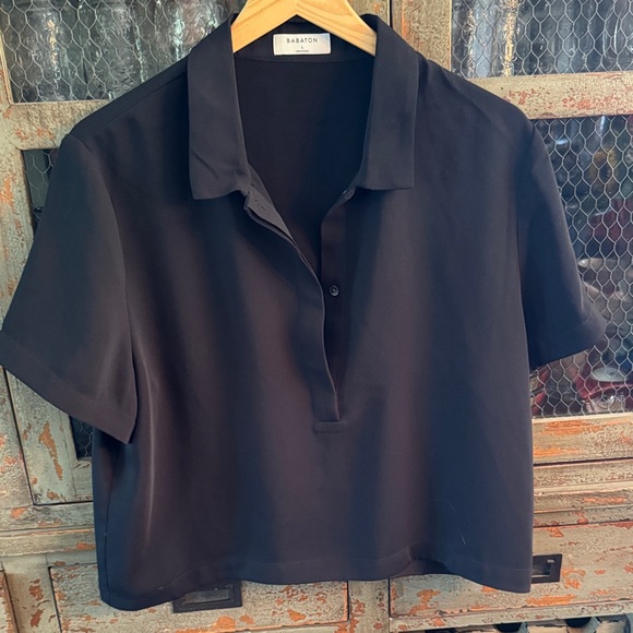 Babaton Tops - Babaton black Short Sleeve Button Down Shirt